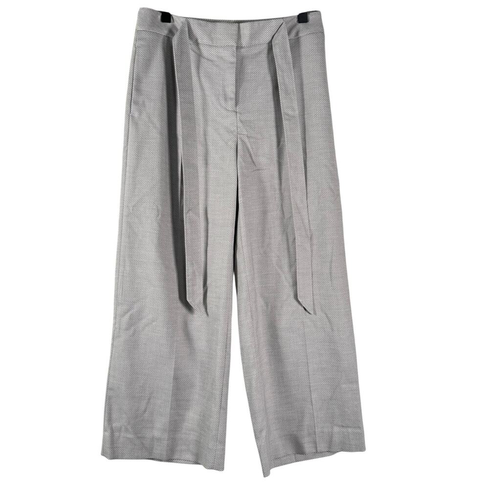 White House Black Market Women's White Gray Crop Mid Rise Wide Leg Pant Size 0P